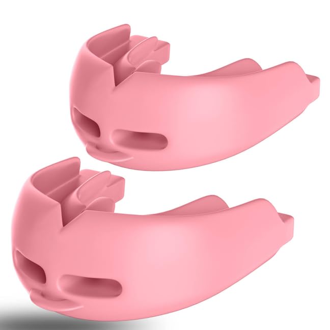 2Pcs Sport Mouth Guard Youth Adult, Mouthguard for Braces, Wrestling Mouthguards for Braces, No Boil Mouth Guard, Helmet Strap, Soft, Football Hockey Boxing,Taekwondo, Jujitsu Rugby - color: Pink