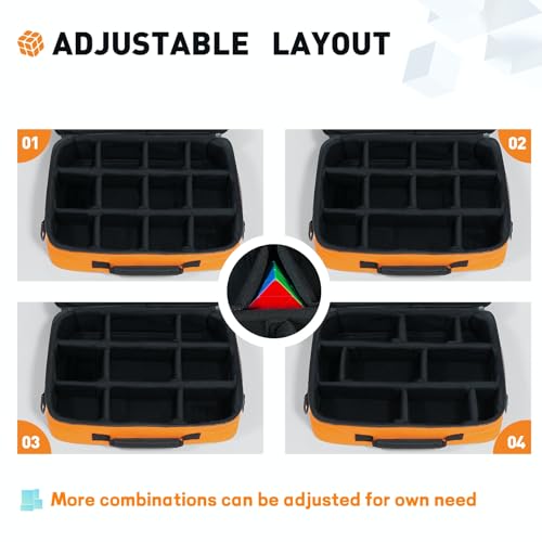 Speed Cube Storage for Different Types Cube Fidget Toy, Soft Carrying Rubix Case, Portable Travel Fidget Toy Holder Carrying Bag for Brain Teaser Game with Inner Mesh Pocket, One-Shoulder - color: Black & Bright orange