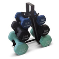 HolaHatha 1, 2 and 3 lb Neoprene Dumbbell Strength Training Weight Set with Rack - color: Blues, size: 60 LB