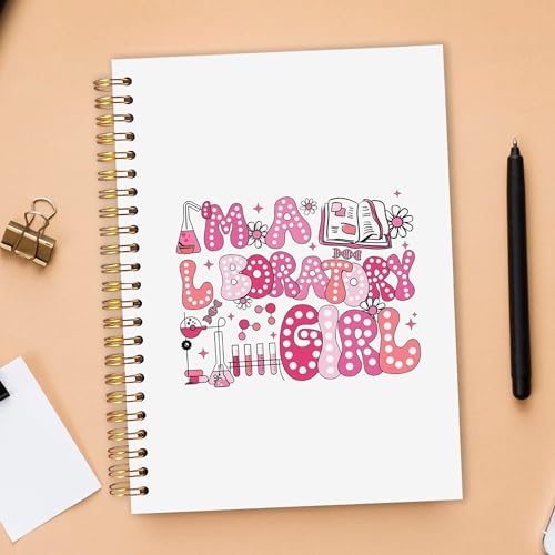 OJMFHEGEE Lab Tech Gifts Spiral Notebook for Women 5.5x8.3 in, Medical Laboratory Scientist Technologist, I'm a Laboratory Girl Medical Lab STEM Hardcover Notebook Journal Gifts for Work Study - color: Lab Tech