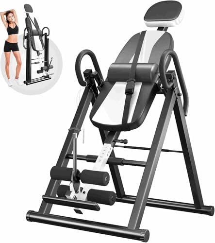 YOLEO Gravity Inversion Table for Back Pain Relief 2026 New Inversion Table w/Lumbar Support Easy to Assemble Back Stretcher Machine 300 lbs - color: Black
