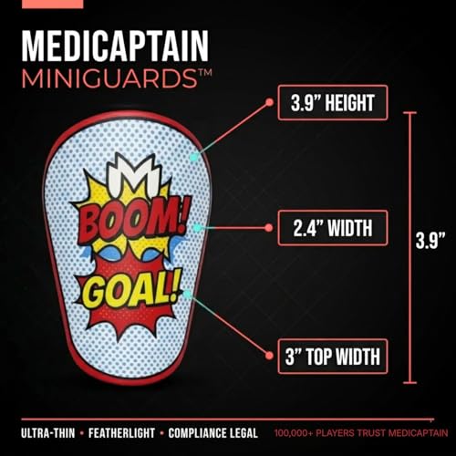 MediCaptain MiniGuards - Mini Shin Guards for Soccer Players - Tiny Shin Pads for Men, Women, Teens - Miniature Shin Guards 3.9 x 2.4 inch - Perfect for High Level Soccer Athletes - color: Comic