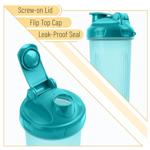 Mr. Pen- Shaker Bottles for Protein Mixes, 28 oz | Leak Proof Shaker Cups with Stainless Steel Wire Whisk Ball for Protein Shakes and Pre Workout - color: Light Blue