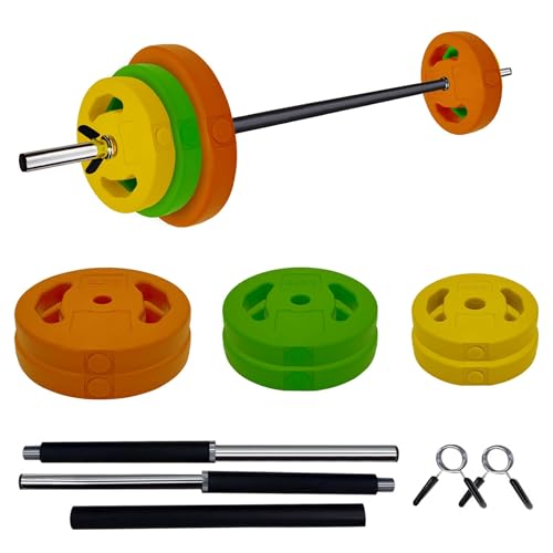 40Lb Adjustable Dumbbell Barbell Set with Cardio Pum, 6 Weight Plates & 3 51-Inch Bar Bars - Cardio Pump for Home Gym, Full Body Strength Training, Multi-Color Free Weights - color: Multi-color-Round-40 lb