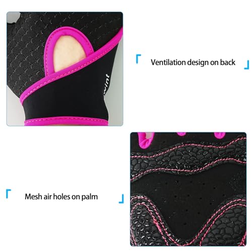 Luwint Kids Workout Gloves, Ventilated Grip Exercise Gloves for Boys and Girls Weightlifting Hanging Gym, Children 3-12 Years - color: Pink, size: Large