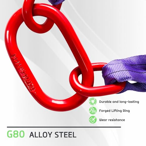 Four Leg Bridle Web Sling 7ft 6600lbs Lifting Slings with G80 Alloy Steel Grab Hooks Light Weight and Flexible Capacity Lifting Straps for Hoist Safe Towing and Handling of Cargo - size: 6600 lb / 7 ft