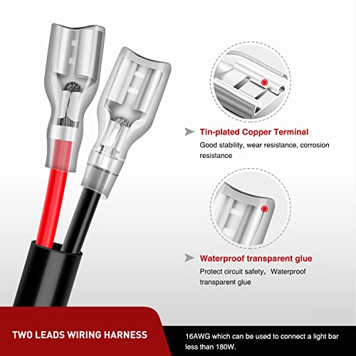 Nilight 2PCS 16 AWG 20 Feet Wiring Harness Extension Kit for LED Light bar Work Light LED Pods Off Road Lights Driving Fog Light Boat Lighting, 2 Years Warranty - size: 16AWG -20FT 2Pcs