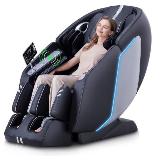 MassaMAX 4D Full Body Massage Chair for Daily Comfort Upgrade-Yoga Stretch, AI Voice Control, 55" SL Track, Zero Gravity, Extendable Footrest, 15 Modes, Foot Rollers, Waist & Calves Heating with Cover - color: Black