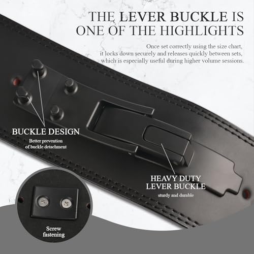 Weight Lifting Belt, 10mm Thick, 4-Inch Wide Heavy Duty Leather Lever Gym Belt, Ideal for Weightlifting, Squats, Deadlifts, Powerlifting, Cross Training and Weight Training - color: Black, size: XL(44"-48")