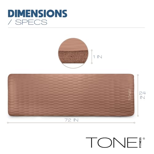 Tone Fitness 1-Inch Thick Yoga Mat | High-Density, Non-slip Exercise Mat with Carrying Strap for Yoga, Pilates, & Home Gym Workouts | Multiple Options - color: Mocha, style: Mesh