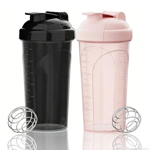 2 Pack 28oz Protein Shaker Bottles, Leakproof BPA Free Gym Mix Cups - color: Pink+Black PRO