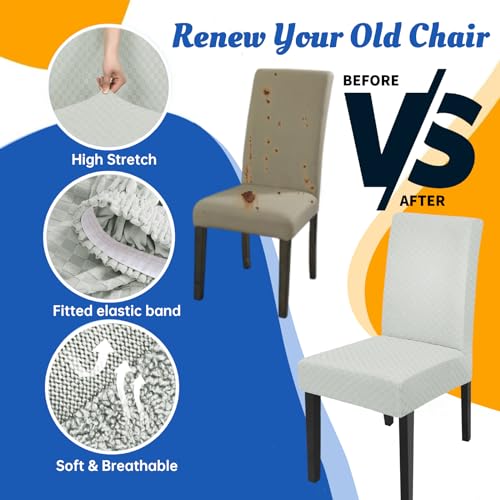 YEMYHOM 2 Packs Latest Checkered Dining Chair Slipcover Parsons Chair Furniture Protector Stretch Chair Covers for Dining Room, Restaurant, Kitchen, Party (Ivory) - color: Ivory, size: 2 Packs - Dining Chair