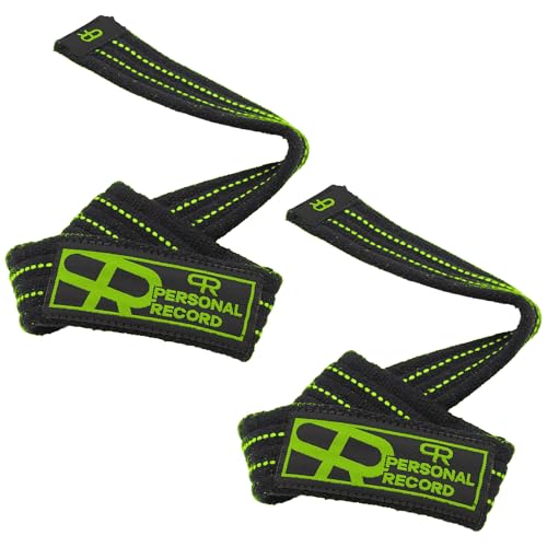 PR Lifting Straps for Weightlifting – Heavy Duty Deadlift Straps with Extra Thick Material for Grip & Wrist Support – Gym Wrist Straps for Powerlifting, Bodybuilding, Strength Training Personal Record - color: Black Neon