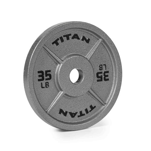Titan Fitnes Cast Iron Olympic Plates, Classic Weight Plate Design, Hammer Finish - size: 35 LB Individual