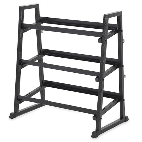 Dumbbell Rack, 3 Tiers Weight Rack for Home Gym, Trapezoidal-Frame & h-Frame Weight Stand for Dumbbells Kettlebells & Weight Plates, 1300LBS Capacity - size: 34.44 x 18.7 x 37.09 Inch