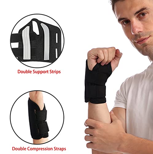 NuCamper Wrist Brace Carpal Tunnel Right Left Hand for Men Women, Night Wrist Sleep Supports Splints Arm Stabilizer with Compression Sleeve Adjustable Straps,for Tendonitis Arthritis Pain Relief - size: Small/Medium (Pack of 1), style: Left Hand-Black
