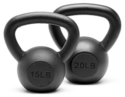Powder Coated Solid Cast Iron Kettlebell Weights Set 5lb to 45lb Various Combination - color: U-Black(5+10+15+20)lb