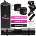 Sportneer Barbell Pad Set: 10 Pcs Squat Pad for Hip Thrusts, Lunges, Leg Day, Standard Olympic Bars with 2 Ankle Straps, 2 Lifting Straps, 3 Resistance Bands, Barbell Pad, Workout Poster and Carry Bag
