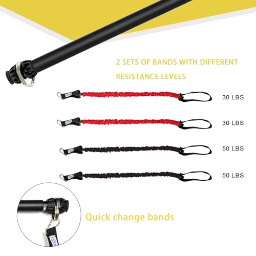 Resistance Band Bar, Portable 43 Inch Pilates Bar with Resistance Bands Home Gym Workouts Stick Squat Yoga Pilates Flexbands Kit for Full Body Shaping - color: 43 Inch Bar + 4PCS Resistance Bands
