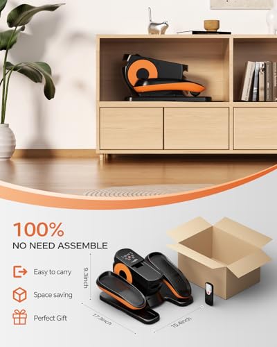 Under Desk Elliptical Machine, Ellipse Leg Exerciser as Seen on Tv for Seniors Adults with 12 Adjustable Speed, Quiet & Portable Seated Pedal Exerciser with Remote Control & Non-Slip Foot Straps