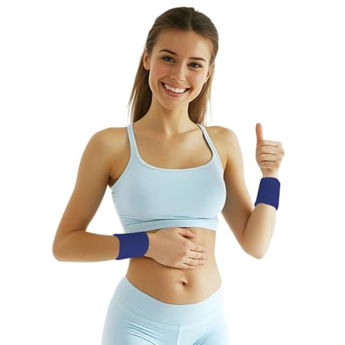 12 PCS Sweatbands Sports Wristband, Sweat Absorbent, for Basketball, Tennis, Football, Running - color: blue