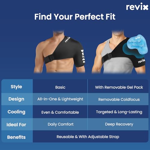 REVIX Shoulder Ice Pack for Rotator Cuff and Arm, with Removable Gel Pack, XL, Reusable Gel Cold Pack Wrap, 30-Minute Lasting Cooling, Flexible Fit for Recovery, Workout Relief & Daily Comfort - size: XL, style: With Removable Gel Pack