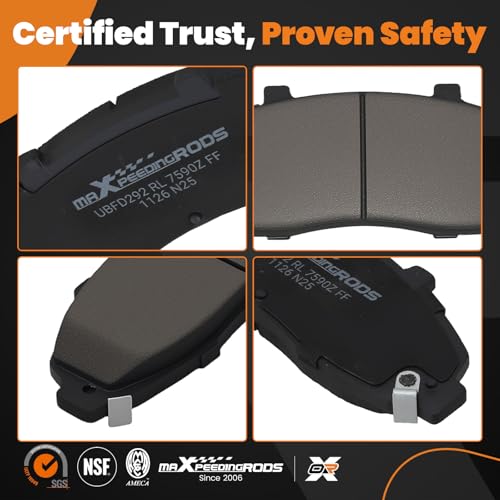 maXpeedingrods P-679 D679 P679 NAO Ceramic Front Brake Pad Set for Ford F-150 (4.2L 4.6L 5.4L) 1997-2004, Heritage 2004, for Lincoln Blackwood 2002 - size: P-679