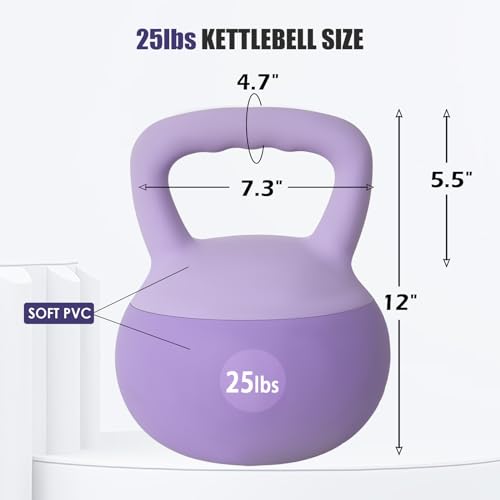 sogesfurniture Soft Kettlebells,Safe Strength Training Kettlebells,Iron Sand Filled Weights Strength Training Kettlebells,Fitness Soft Kettlebells for Women Men Children - color: 25LBS-Purple