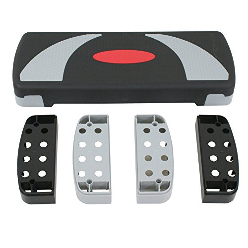 LEMY Adjustable Workout Aerobic Stepper, Exercise Step Platform for Home, Fitness, Gym, Strength Training - color: Black/Gray