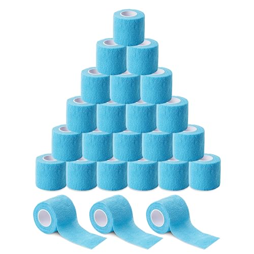 Sensi Wrap Grip Cover Sports Self Bandage Rolls 2-inch x 5-Yards 24pcs (Baby Blue) - color: Baby Blue