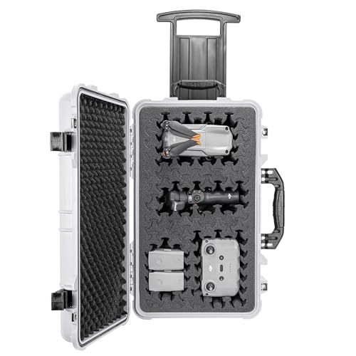 Eylar 22" Carry-On Roller Hard Case With Ragar Reconfigurable & Reusable XP Crosslink Foam, Waterproof, Shockproof For Equipment, Drones And Cameras, TSA Standard (2 Ragar Layers) (White) - color: White