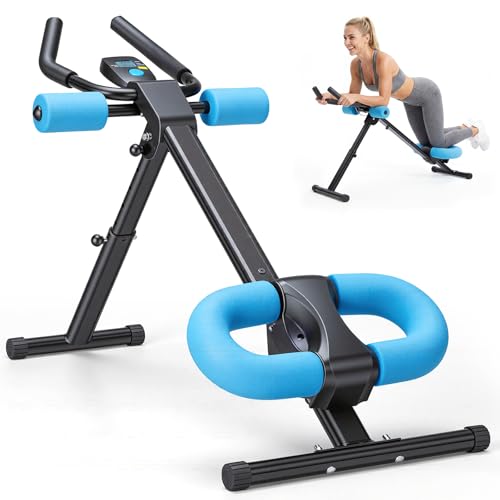 NEWBULIG Ab Machine, Abs Workout Equipment for Home Gym, Adjustable Ab Trainer Machine for Stomach Workout, Foldable Abdominal Trainer - color: Black Blue