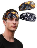 Headbands for Men & Women, Sweat Headband Non-Slip Sweatband Sports Running Cycling Yoga Basketball Workout Football Training - color: Skull Pack