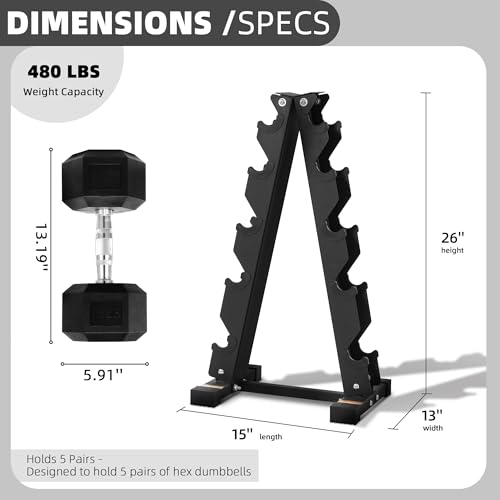 BalanceFrom Dumbbell Rack Stand, Multi-Tier Weight Rack for Dumbbells & Kettlebells, Heavy Duty Home Gym Storage Rack, Includes 25 lb Dumbbell Pair, Black - style: 25LB Pair and A-Frame Rack
