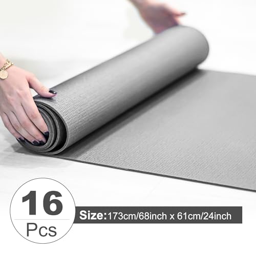 Funtery 3 mm Thin Yoga Mats Bulk, 68 x 24 Inches Lightweight PVC Exercise Mats Non Slip Workout Fitness Pads for Yoga Pilates Stretching Classes Gym Home Studio - color: Grey