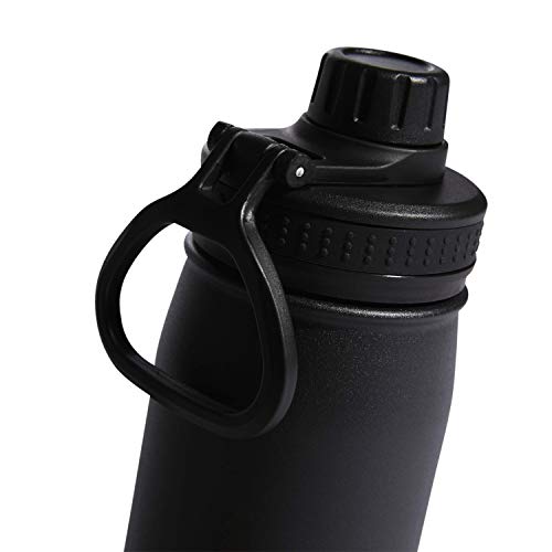 adidas Stainless Steel Metal Water Bottle 20 oz (600 mL) Screw Cap - color: Black/Silver Metallic