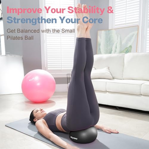 kisnbld Small Exercise Ball, 9 Inch Mini Pilates Ball, Anti Burst and Slip Resistant Mini Yoga Ball for Stability, Fitness, Physical Therapy, Stretching & Core Strength Workout at Home Gym & Office - color: 1Black