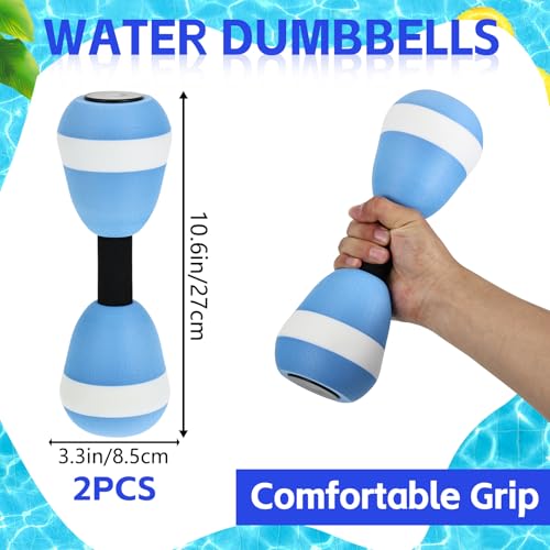4 Pcs Water Aerobics Set for Aquatic Exercise, 2 Foam Water Dumbbells & 2 Aquatic Cuffs, Pool Resistance Weights Fitness Equipment, Ankle Arm Swim Weights for Water Workouts & Training