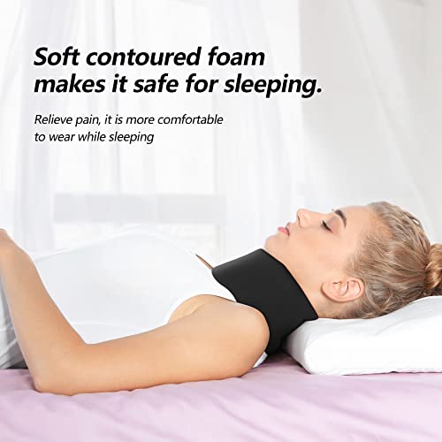 Cozyhealth Soft Foam Neck Brace Universal Cervical Collar, Adjustable Support Brace for Sleeping - Relieves Pain and Spine Pressure, Neck Collar After Whiplash or Injury (Black, 3" Depth, M) - size: Medium, style: Black, 3" Depth
