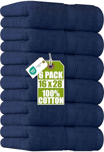 Utopia Towels 6 Pack Premium Hand Towels Set, 16 by 28 inches, 100% Ring Spun Cotton, Ultra Soft and Highly Absorbent 600GSM Towels for Bathroom, Gym, Shower, Hotel, and Spa, Navy Blue - color: Navy Blue, size: 6 Hand Towels