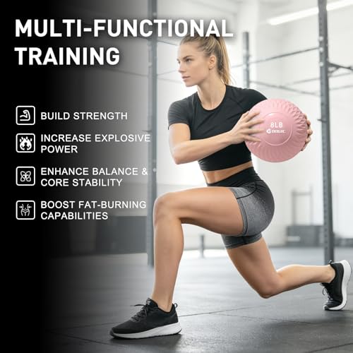 Slam Ball Medicine Ball Weighted Balls for Exercise and Workout, Strength, Cardio, Cross-Training and Core Workouts - color: Pink, size: 8 LB