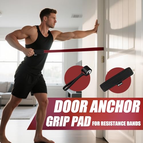 WHATAFIT Resistance Bands, Pull Up Assist Bands with Handles, Door Anchor | Natural Latex Rubber, Progressive Tension, Exercise Loop for Full-Body Fitness, Portable Gym Bag, Warm-Up & Stretch - color: 5-125LBS ORANGE RED+GRIP
