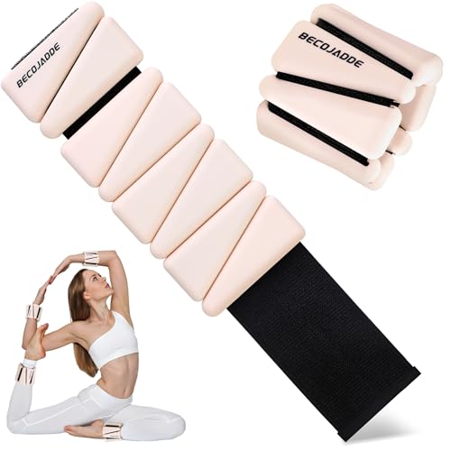 BECOJADDE Ankle Weights for Women Wrist Weights Set of 2 (1 lb/2 lb Each) Adjustable Arm Leg Weight for Womens Men Suitable for Walking Swimming Running Pilates Yoga Gym - color: Cream Beige, size: 4lb Pair (2lb Each)