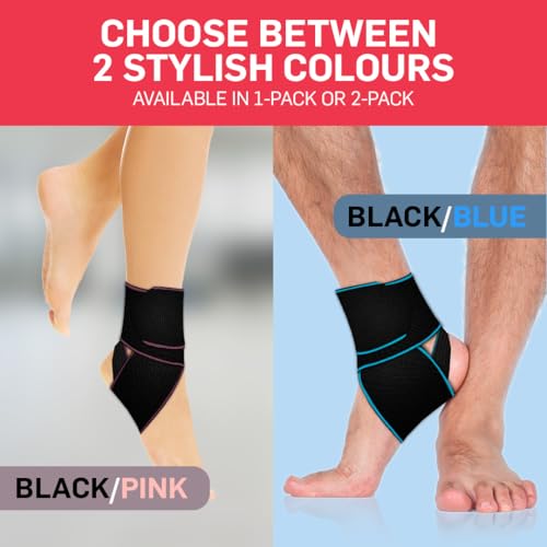 Dr. Arthritis Essentials Ankle Brace Support for Women & Men, Tendonitis, Achilles Injuries, Running, Basketball & More, Fits Left & Right Foot (Blue Single) - size: 1 Pair
