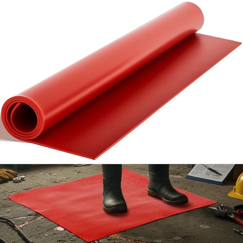 1 Pcs 20" x 20" Electrical Insulating Rubber Mat, 0.12" Thick Dielectric Safety Mat Rated for 1000v, Non-conductive Rubber Blanket for Electricians, Electrical Panels, Industrial Workstations - color: Red, size: 20" X 20" X 0.12"