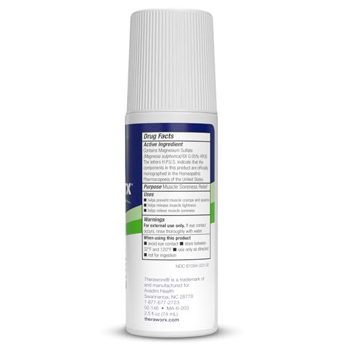 Theraworx Relief for Muscle Cramps Roll-On Fast-Acting Muscle Spasm, Leg Soreness with Magnesium Sulfate - 2.5 oz - 1 Count - size: 2.5 Ounce (Pack of 1)