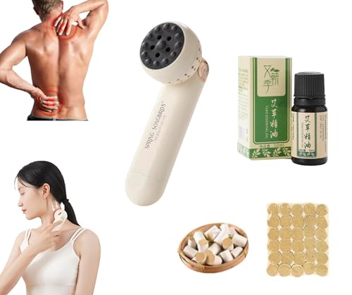Upgraded Design Moxibustion Gua Sha Kit with Natural Bian Stone, Moxa Herbal Skincare | Stone Massage Kit for Relaxation & Self-Care