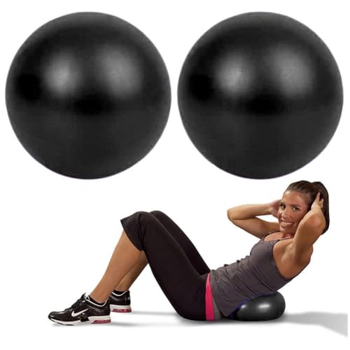 2 Pack Exercise Balls, 8-9 Inch Mini Pilates Yoga Balls, Anti-Burst Small Fitness Balls for Pilates, Yoga, Core Training and Physical Therapy, Improves Balance - color: Black