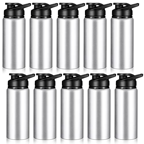 CHENGU Water Bottle Bulk 20 oz Aluminum Reusable Bottles Lightweight Snap Lid Water Cups Easy Carry Leak Proof Travel Tumbler for Gym Sports Camping Hiking Fishing - color: Silver