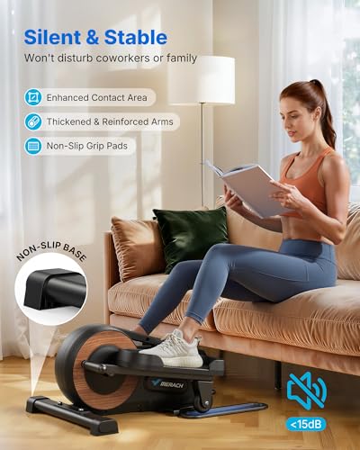 Sitting Under Desk Elliptical Machine, Leg Exerciser While Sitting for Seniors, Seated Pedal Exerciser, Quiet & Portable Pedal Exerciser with 8 Resistance Levels, Work from Home Fitness - style: Classic Black Pro